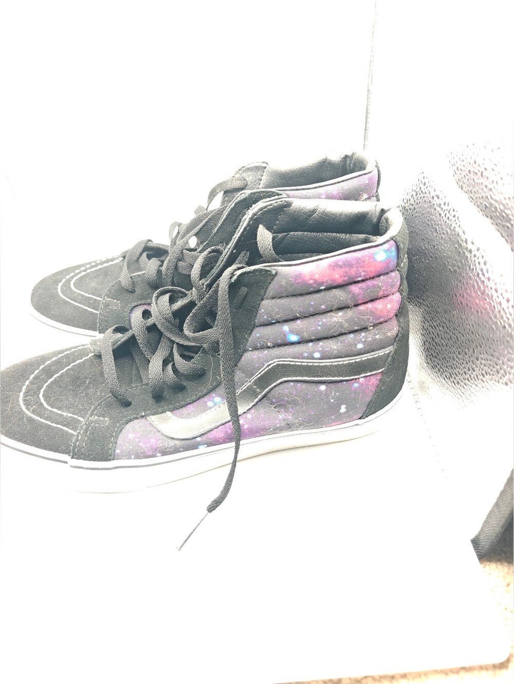 Unisex VANS Sk8-Hi Galaxy High Top Sneaker Black/Purple Rubber Sole 9M 10.5W